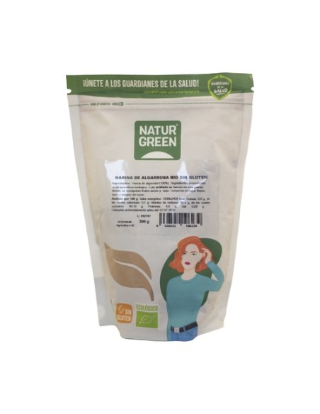 Harina de algarroba Bio (sin gluten) 500 g de polvo NaturGreen