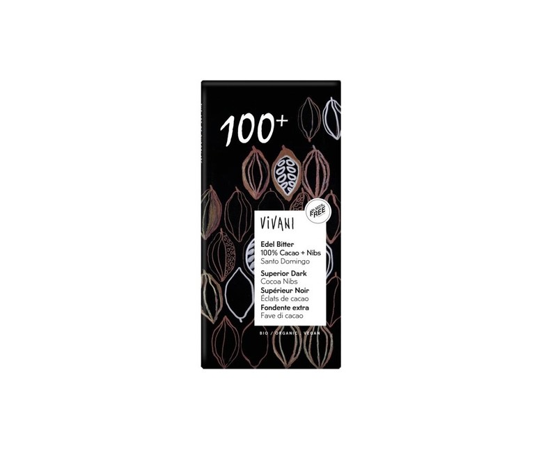 Chocolate negro superior 100% con nibs de cacao bio 80 g (Chocolate - Cacao) Vivani