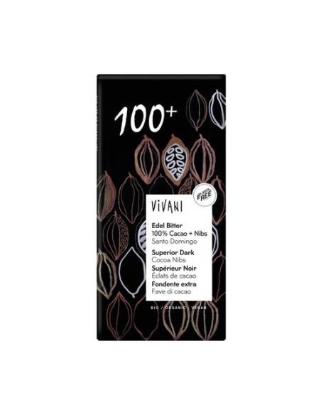 Chocolate negro superior 100% con nibs de cacao bio 80 g (Chocolate - Cacao) Vivani