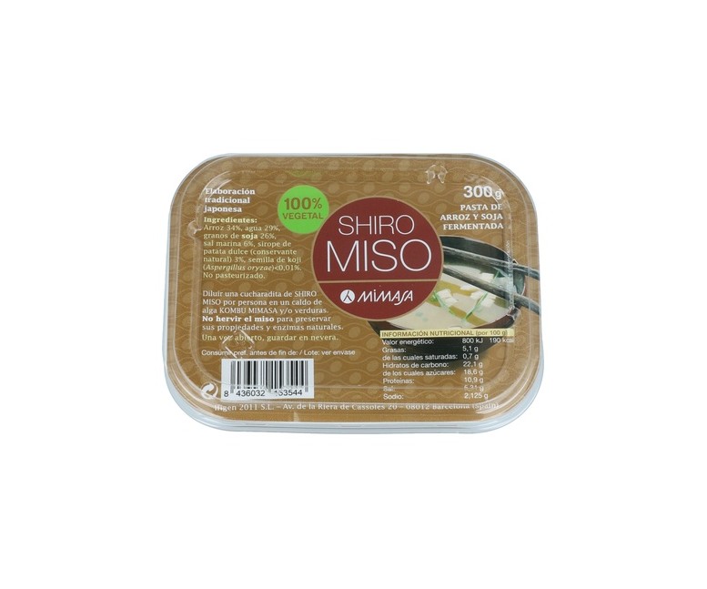 Shiro Miso de Pasta de Arroz y Soja Fermentada 300 g Mimasa