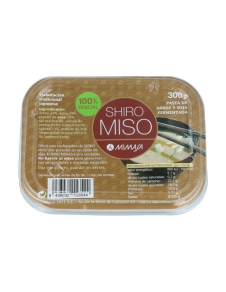 Shiro Miso de Pasta de Arroz y Soja Fermentada 300 g Mimasa