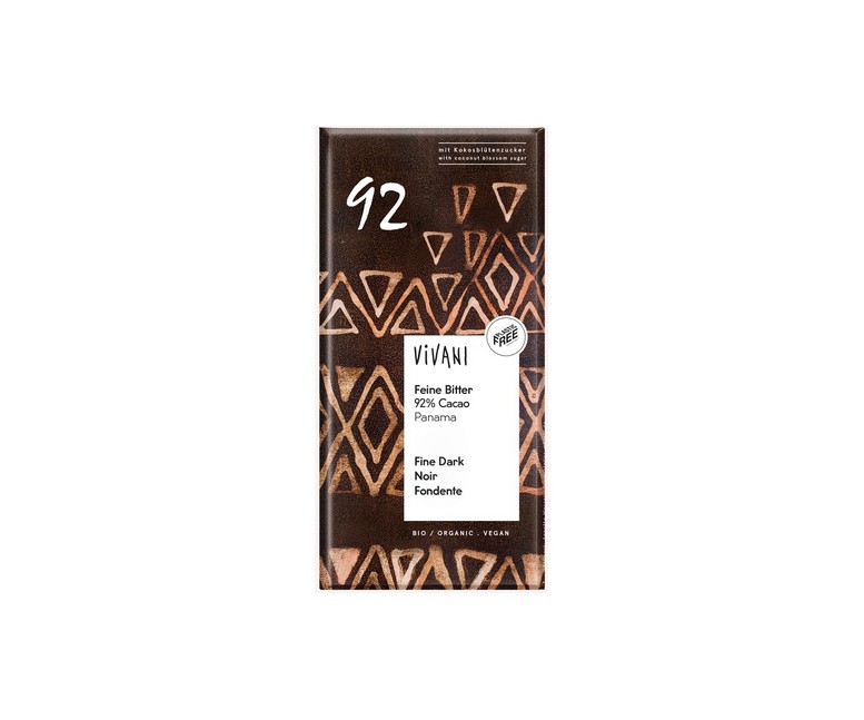 Chocolate negro 92% Panamá con azúcar de coco bio 80 g Vivani
