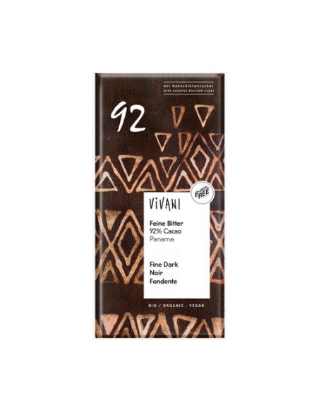 Chocolate negro 92% Panamá con azúcar de coco bio 80 g Vivani
