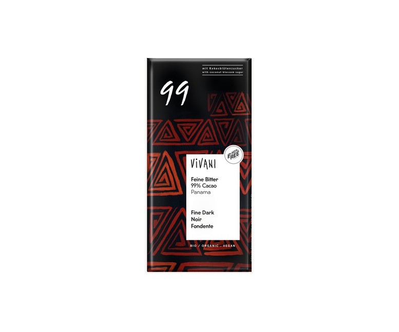 Chocolate negro 99% Panamá con azúcar de coco bio 80 g Vivani