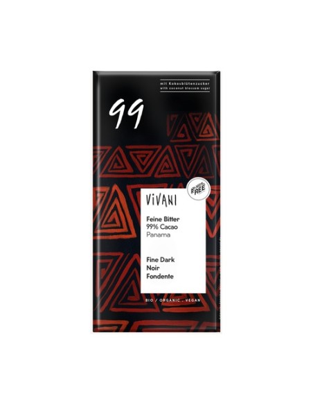 Chocolate negro 99% Panamá con azúcar de coco bio 80 g Vivani