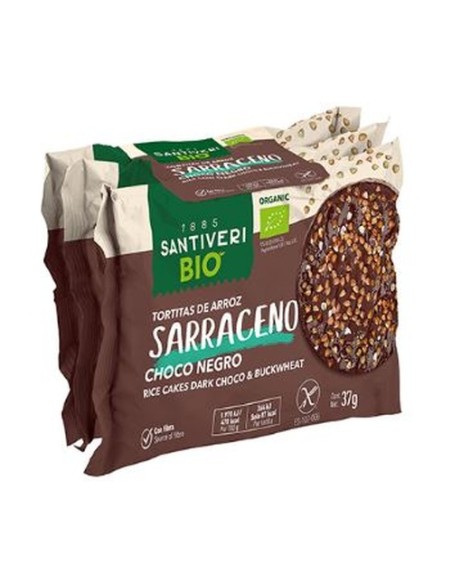 Tortitas de arroz y sarraceno con choco negro Bio 112 g Santiveri