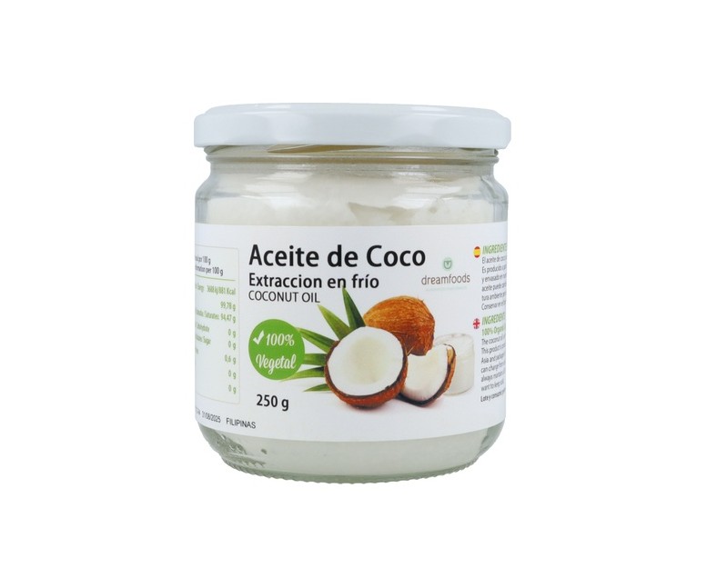 Coco extracción en frío Bio 250 g de aceite Dream Foods