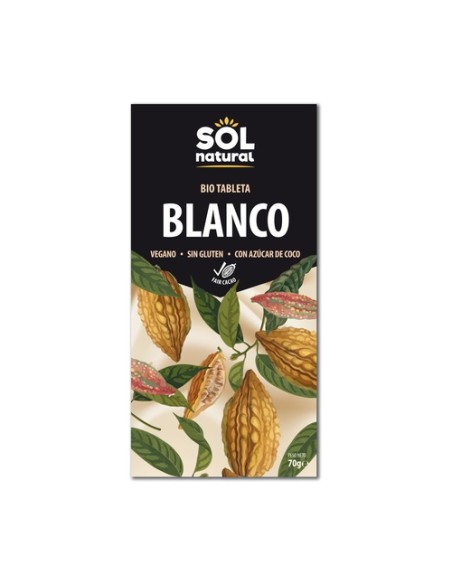 Chocolate vegano blanco Bio 70 g Sol Natural