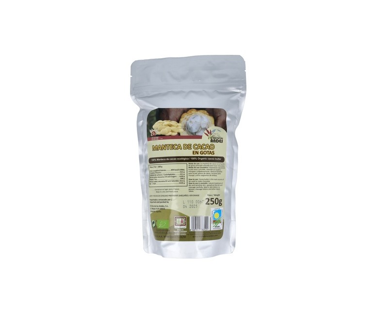 Manteca de cacao criollo crudo 250 g (Cacao) El Oro de los Andes