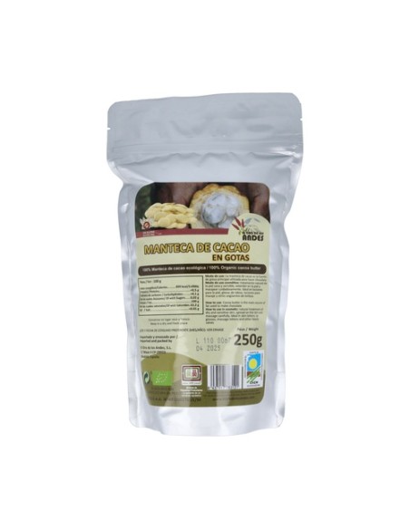Manteca de cacao criollo crudo 250 g (Cacao) El Oro de los Andes