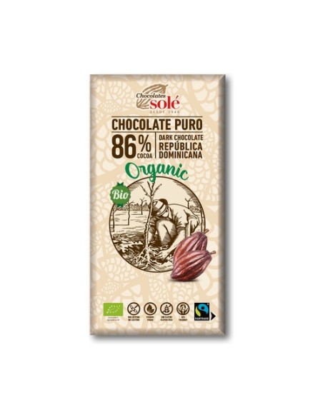 Chocolate negro 86% cacao 100 g (Vainilla - Cacao) Chocolates Sole