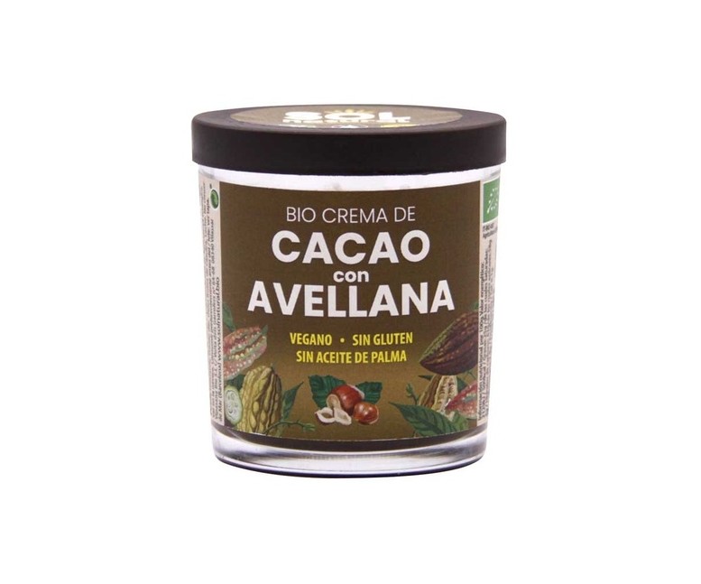 Crema vegana de cacao con avellanas Bio 200 g de crema Sol Natural