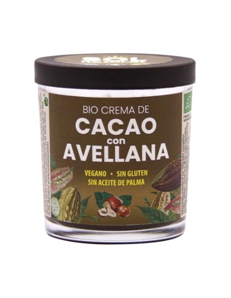 Crema vegana de cacao con avellanas Bio 200 g de crema Sol Natural