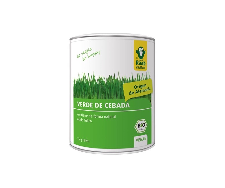 Verde de cebada en polvo Bio formación normal de sangre y sistema inmune 75 g de polvo Raab
