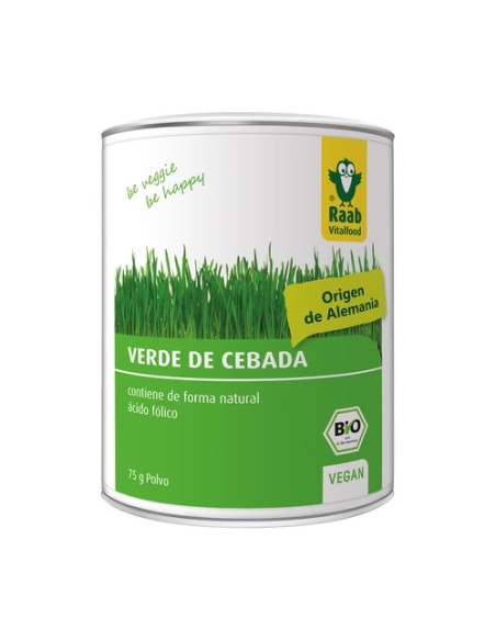 Verde de cebada en polvo Bio formación normal de sangre y sistema inmune 75 g de polvo Raab