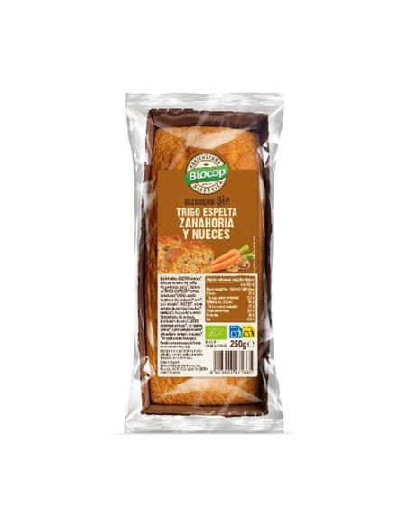 Bizcocho trigo espelta de zanahoria y nueces 250 g Biocop