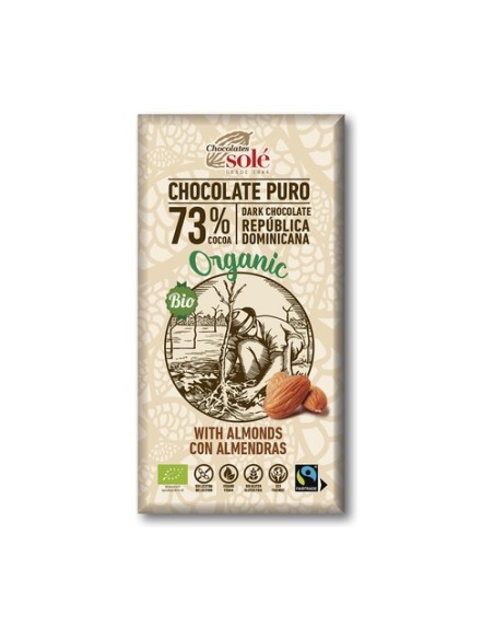 Chocolate negro 73% con almendras 150 g (Cacao - Almendra) Chocolates Sole