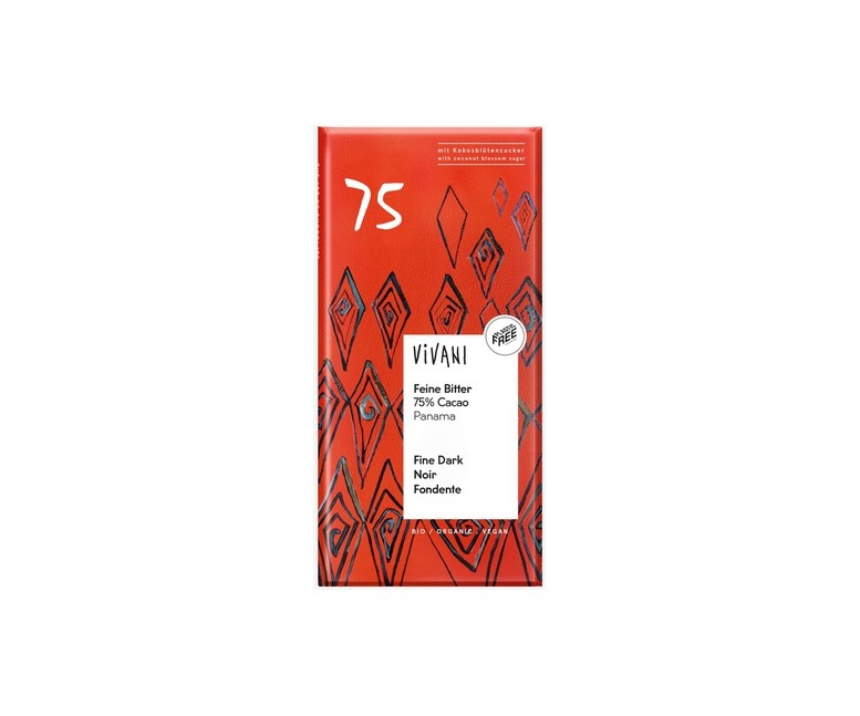 Chocolate negro Panamá 75% con azúcar de coco bio 100 g Vivani