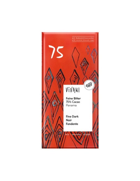 Chocolate negro Panamá 75% con azúcar de coco bio 100 g Vivani
