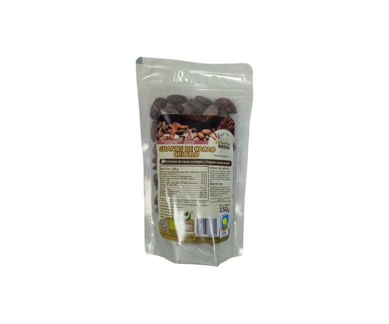Granos de cacao criollo 150 g El Oro de los Andes