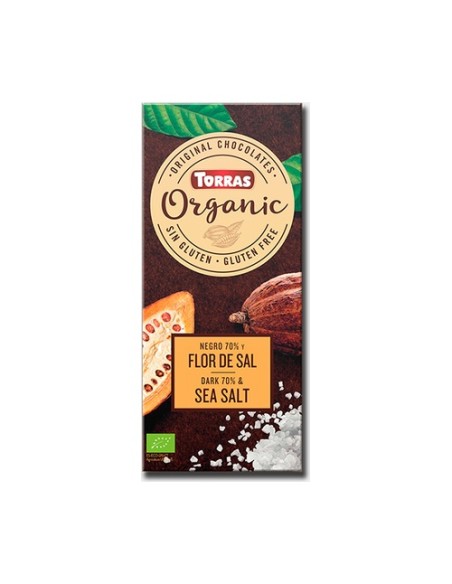 Chocolate negro 70% cacao con flor de sal 100 g (Chocolate - Cacao) Torras