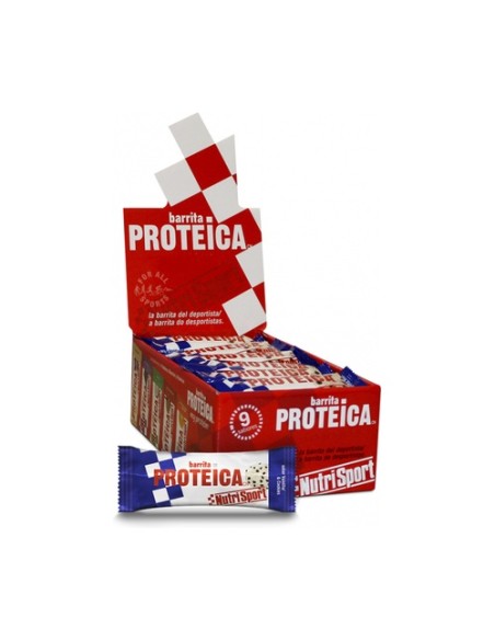 Caja de barritas proteicas de vainilla-cookies 24 barritas de 46 g Nutrisport