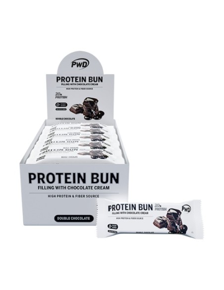 Pack Protein bun bizcocho double chocolate 15 barritas de 60g Pwd