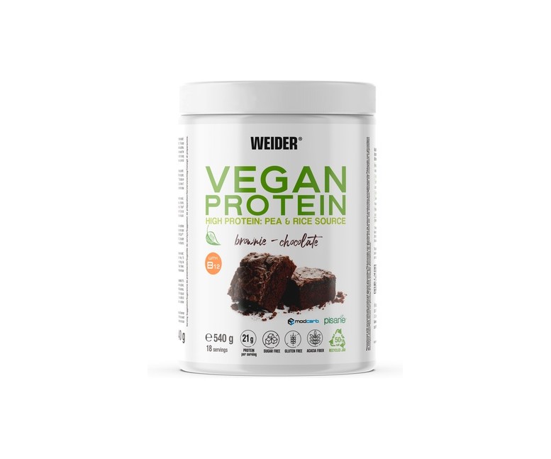 Proteína Vegana de chocolate 540 g de polvo (Chocolate) Weider