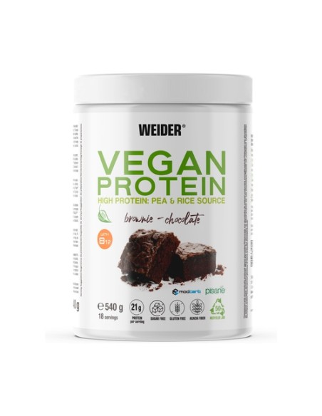 Proteína Vegana de chocolate 540 g de polvo (Chocolate) Weider
