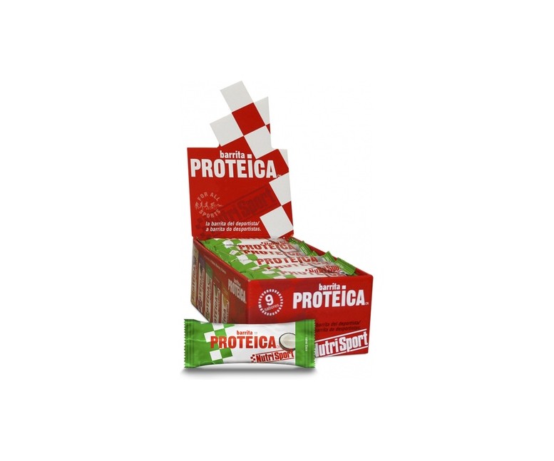 Caja de barritas proteicas de coco 24 barritas de 46g (Coco) Nutrisport