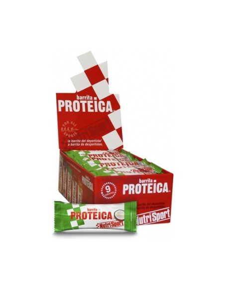 Caja de barritas proteicas de coco 24 barritas de 46g (Coco) Nutrisport