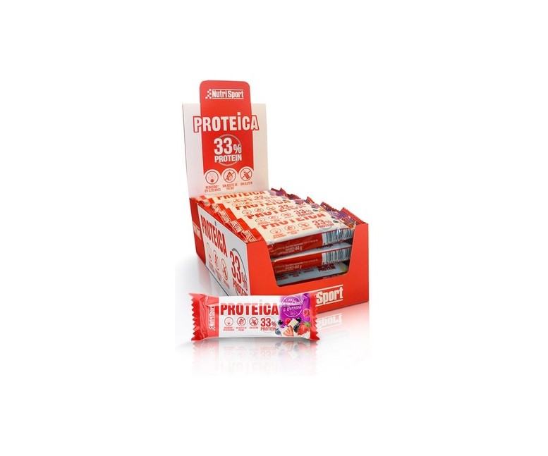 Barrita proteica white choco-frutos rojos 24 barritas de 44 g Nutrisport