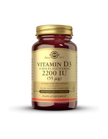 Vitamina D3 2200Ui 100 cápsulas de 55mg Solgar