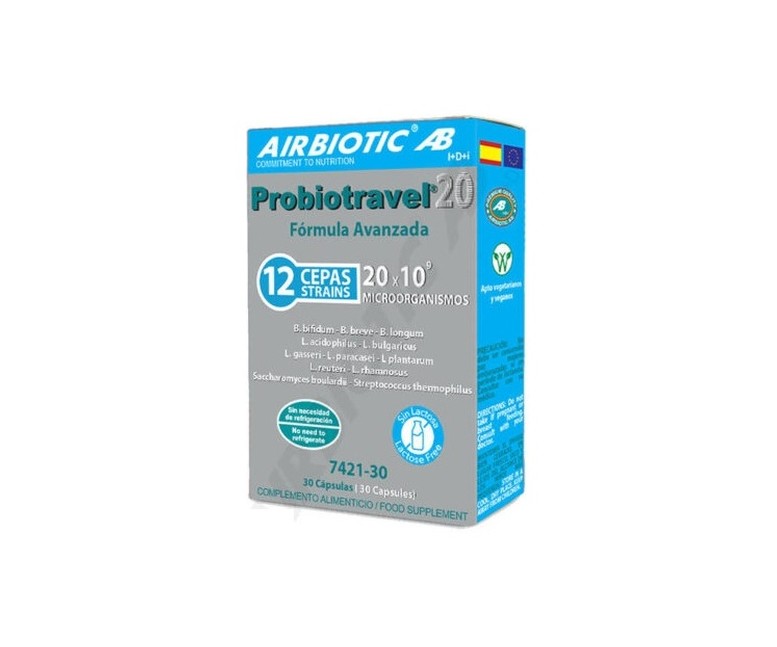Probiotravel20 confort digestivo 30 cápsulas Airbiotic