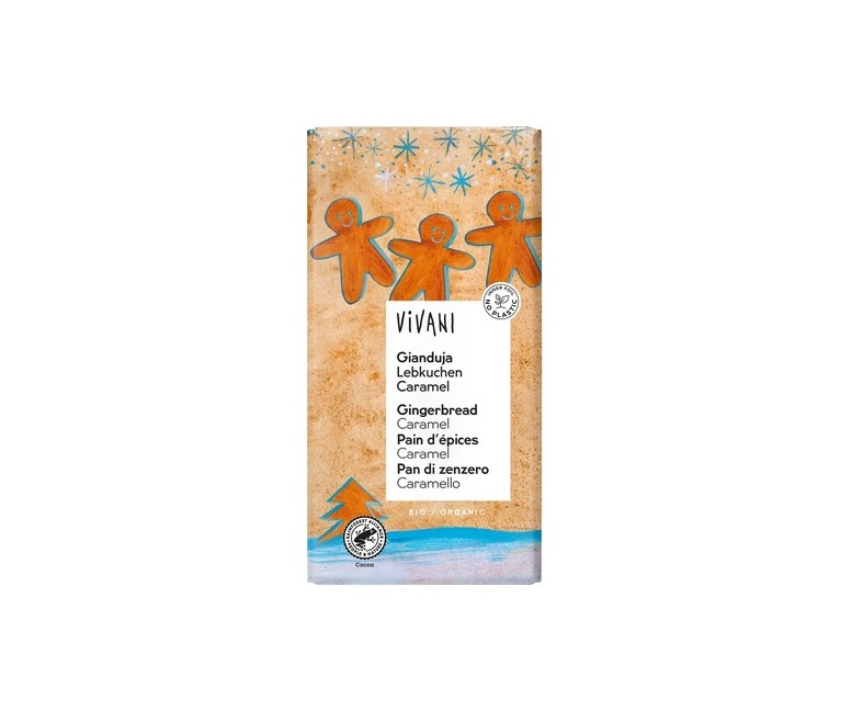 Chocolate Gianduja, con galleta de jengibre y caramelo Bio 100 g Vivani
