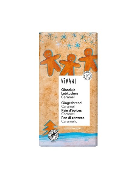 Chocolate Gianduja, con galleta de jengibre y caramelo Bio 100 g Vivani