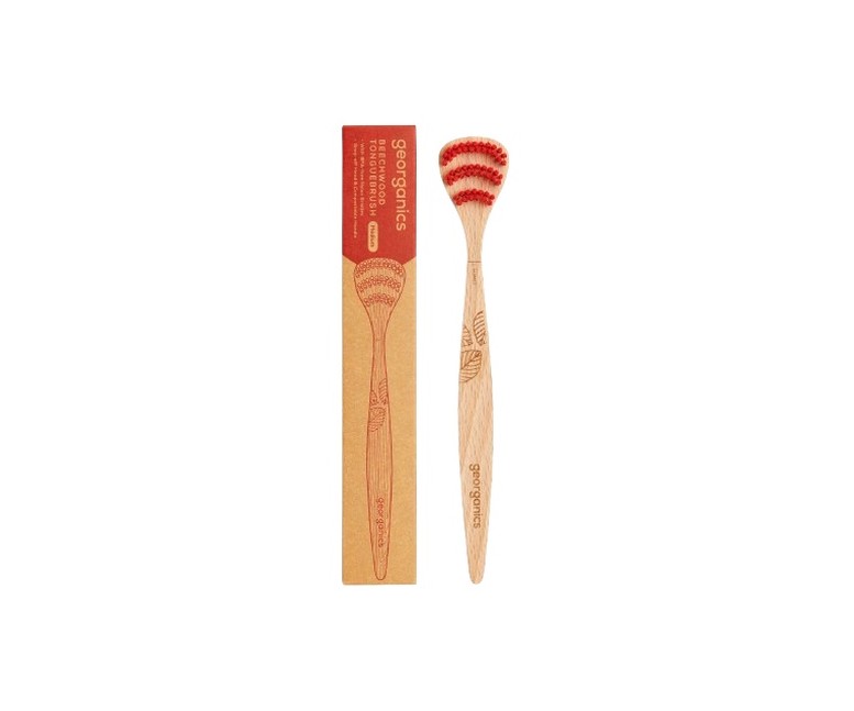 Raspador de lengua de madera de haya 1 unidad Georganics