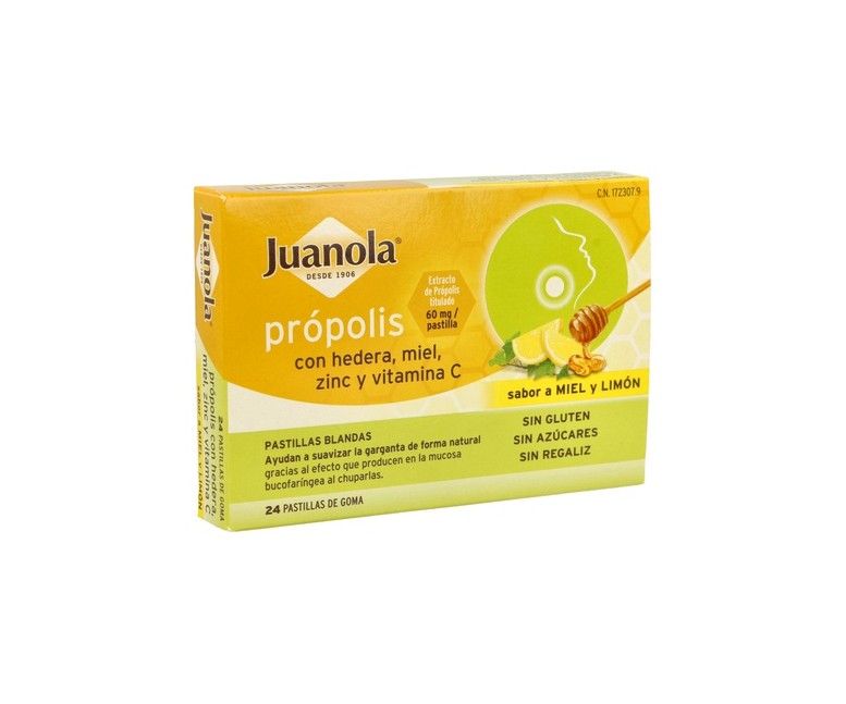 Própolis con Hededra, Miel, Zinc y Vit C 24 pastillas (Limón - Miel) Juanola