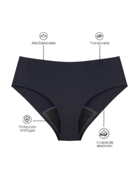 Braguita menstrual sin costuras negro L 1 unidad My Alma