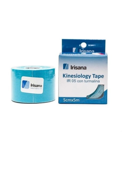 Kinesiology tape con turmalina 5cmx5m azul 1 unidad (Azul) Irisana