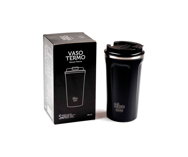 Vaso termo Bbo acero inoxidable negro 1 unidad (Negro) Irisana