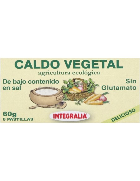 Caldo vegetal eco bajo en sal 6 tab Integralia
