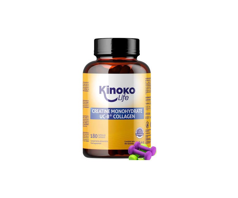 Creatina monohidratada con uc-ii colágeno 180 cap - 3000 mg Kinoko Life