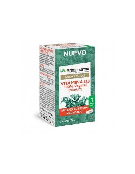 Arkocápsulas vitamina D3 100% vegetal 45 cap Arkopharma