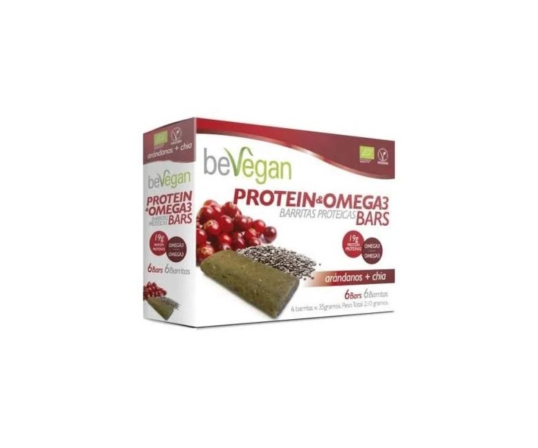Barritas proteicas-antiox arándano+chia bio vegan 6 uds Bevegan