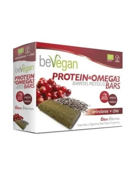 Barritas proteicas-antiox arándano+chia bio vegan 6 uds Bevegan