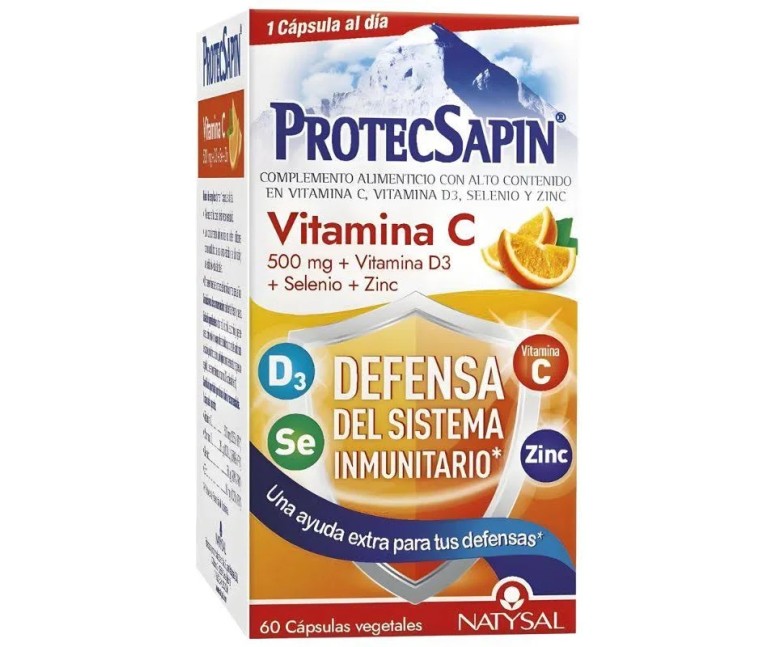 Protecsapin vitamina c + d3 + selenio + zn 60 cap - 500 mg Natysal