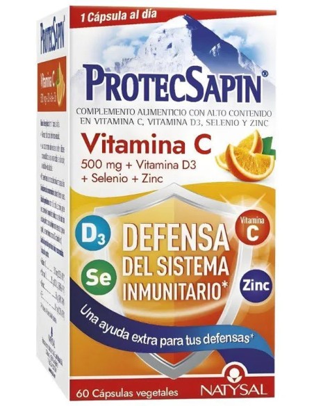 Protecsapin vitamina c + d3 + selenio + zn 60 cap - 500 mg Natysal