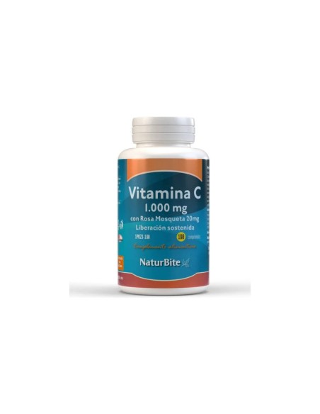 Vitamina c con rosa mosqueta. 180 tab - 1000 mg Naturbite
