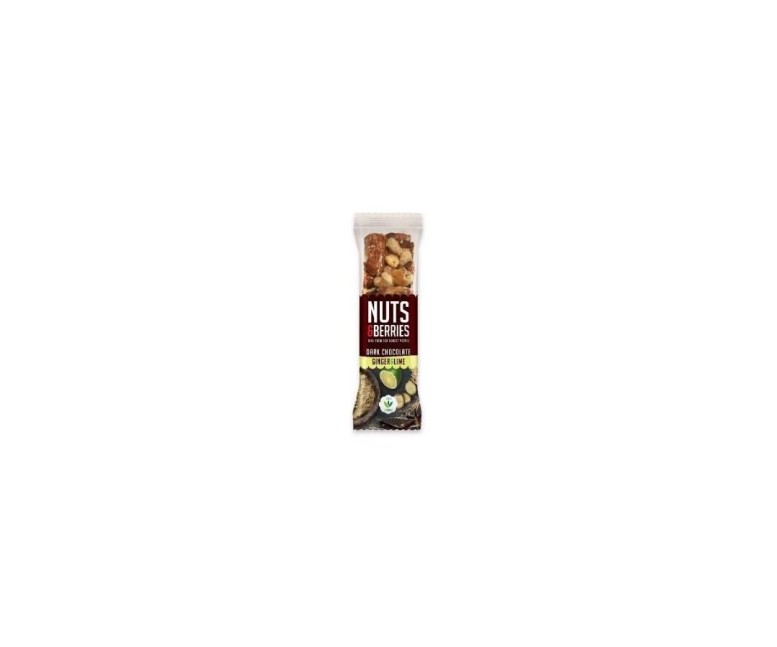 Barrita chocolate negro-jengibre-lima bio 1 unidad Nuts & Berries